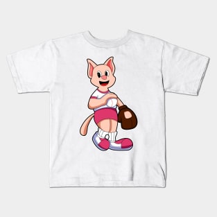 Cat at Baseball Sports Kids T-Shirt